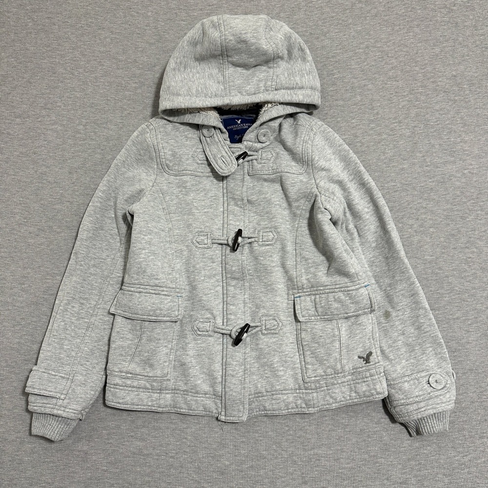 American Eagle Outfitters Eagle Fleece Toggle Duffle Hoodie Jacket Womens Small